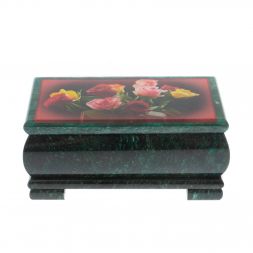 Шкатулка &amp;quot;Букет роз&amp;quot; из змеевика 16х8х7,5 см