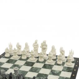 Шахматы подарочные &amp;quot;Средневековье&amp;quot; доска 40х40 см змеевик / мрамор