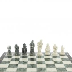 Шахматы подарочные &amp;quot;Средневековье&amp;quot; доска 40х40 см змеевик / мрамор