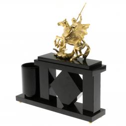 Настольный мини-набор &amp;quot;Георгий Победоносец&amp;quot; из малахита