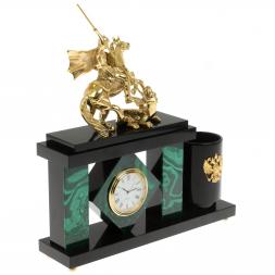 Настольный мини-набор &amp;quot;Георгий Победоносец&amp;quot; из малахита