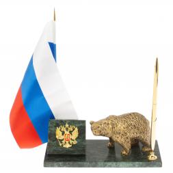 Флагшток с ручкой &amp;quot;Медведь&amp;quot; из змеевика