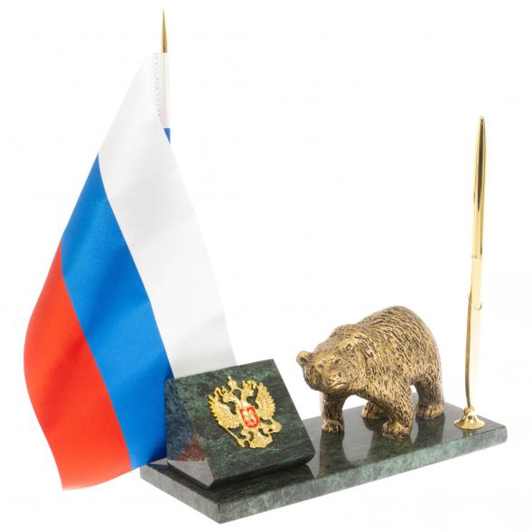 Флагшток с ручкой &amp;quot;Медведь&amp;quot; из змеевика 129630