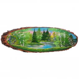 Панно на срезе дерева &amp;quot;Лето&amp;quot; горизонтальное 110-115 см каменная крошка