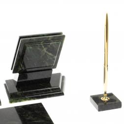 Настольный набор "Триколор" камень змеевик