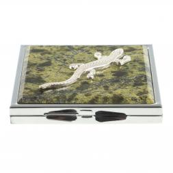 Зеркало квадратное из змеевика с ящерицей цвет серебро