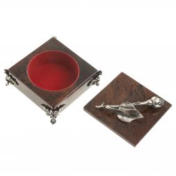 Шкатулка "Роза" камень обсидиан бронза 11х11х6 см