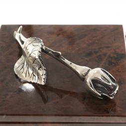 Шкатулка "Роза" камень обсидиан бронза 11х11х6 см