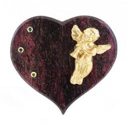 Магнит &amp;quot;Сердце с ангелом&amp;quot; камень змеевик