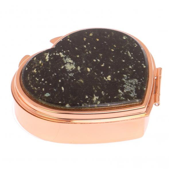 Таблетница &amp;quot;Сердце&amp;quot; на 3 отделения камень мусковит, цвет красное золото 125681