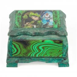 Шкатулка Хозяйка медной горы с иллюстрацией под малахит н1 13х10х7,5 см