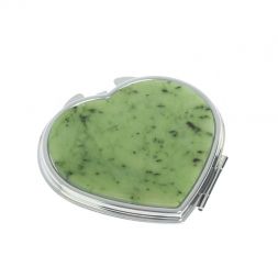 Зеркало карманное &amp;quot;Сердце&amp;quot; из нефрита цвет серебро