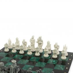 Шахматы "Средневековье" шабровский змеевик 40х40 см