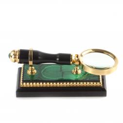 Канцелярский набор лупа и нож &amp;quot;Малахит&amp;quot; в подарочной коробке Златоуст