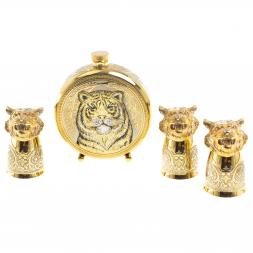 Подарочный набор &amp;quot;Тигр&amp;quot; фляжка и 3 стопки перевертыша Златоуст