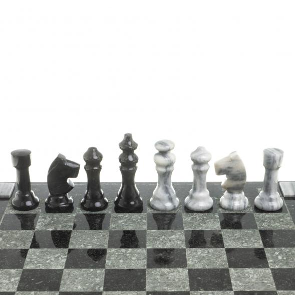 Шахматы с гравировкой &amp;quot;Турнирные&amp;quot; доска 36х36 см мрамор змеевик 123805