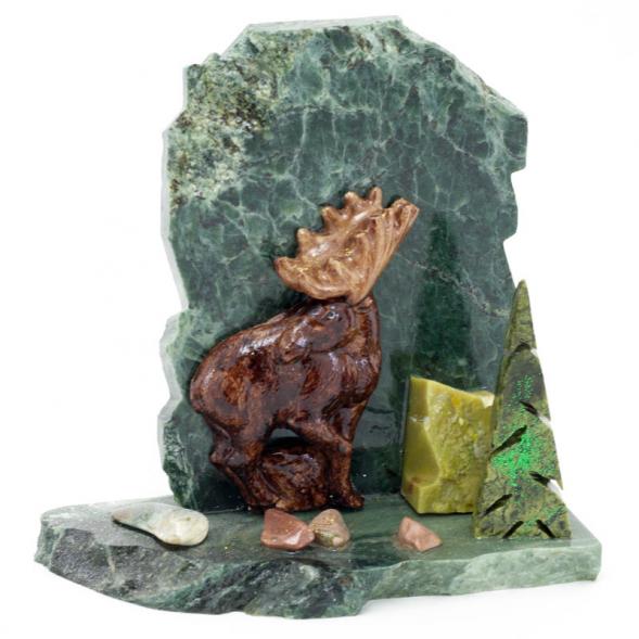 Сувенир &amp;quot;Лось&amp;quot; камень змеевик 116145