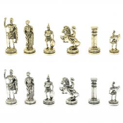 Шахматный набор &amp;quot;Римляне&amp;quot; доска 28х28 см змеевик, лемезит фигуры цвет золото-серебро