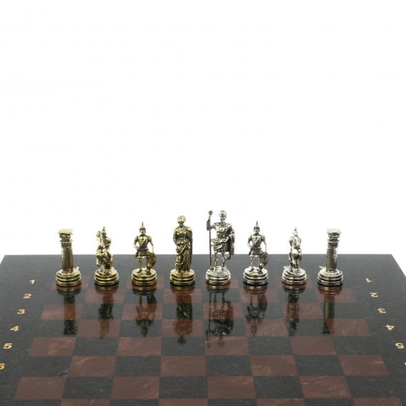 Шахматный набор &amp;quot;Римляне&amp;quot; доска 28х28 см змеевик, лемезит фигуры цвет золото-серебро 124854