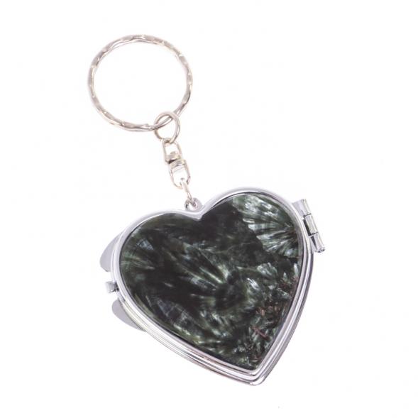 Складное зеркало брелок из серафинита сердце 126589