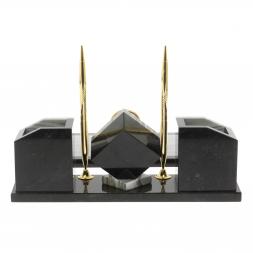 Настольный набор "Куб" из серого мрамора