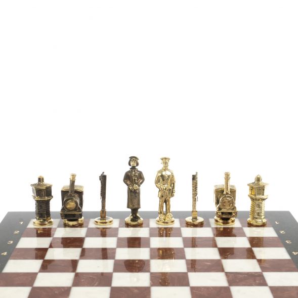 Шахматы &amp;quot;Железнодорожники&amp;quot; из мрамора и лемезита 40х40 см, фигуры бронза 127599