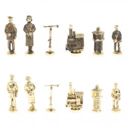 Шахматы &amp;quot;Железнодорожники&amp;quot; из мрамора и лемезита 40х40 см, фигуры бронза