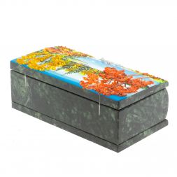 Шкатулка &amp;quot;Купюра. Осень&amp;quot; из шабровского змеевика 18х9,5х7 см