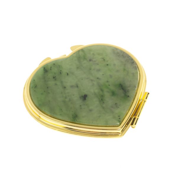 Зеркало карманное &amp;quot;Сердце&amp;quot; из нефрита цвет золото 128064