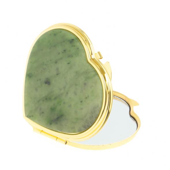 Зеркало карманное &amp;quot;Сердце&amp;quot; из нефрита цвет золото 128064
