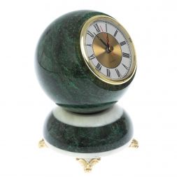 Часы &amp;quot;Шар Антистресс&amp;quot; из змеевика и мрамора 13х13х18 см