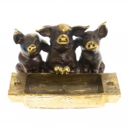 Пепельница &amp;quot;Три поросенка&amp;quot; из бронзы