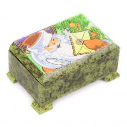 Шкатулка &amp;quot;Дед Мороз&amp;quot; камень змеевик