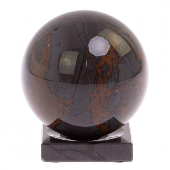 Шар на подставке из серого обсидиана 7 см 125452