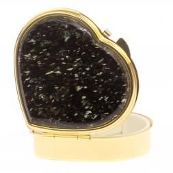 Таблетница &amp;quot;Сердце&amp;quot; на 3 отделения камень мусковит, цвет золото