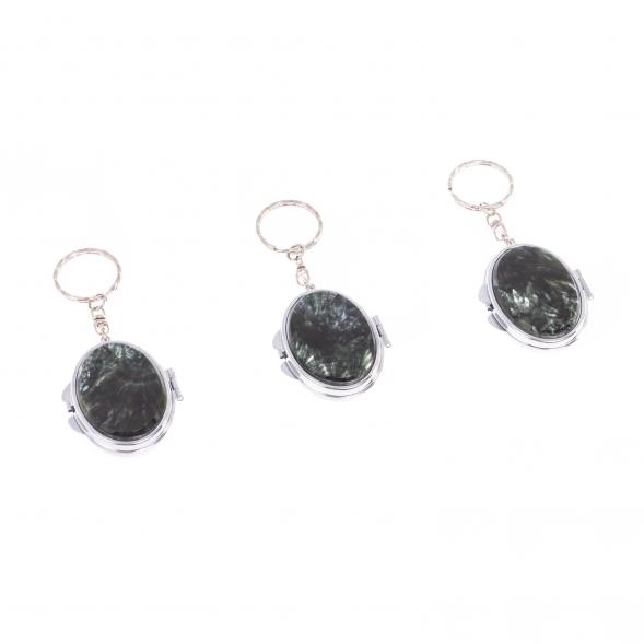 Складное зеркало брелок из серафинита овальное 126590