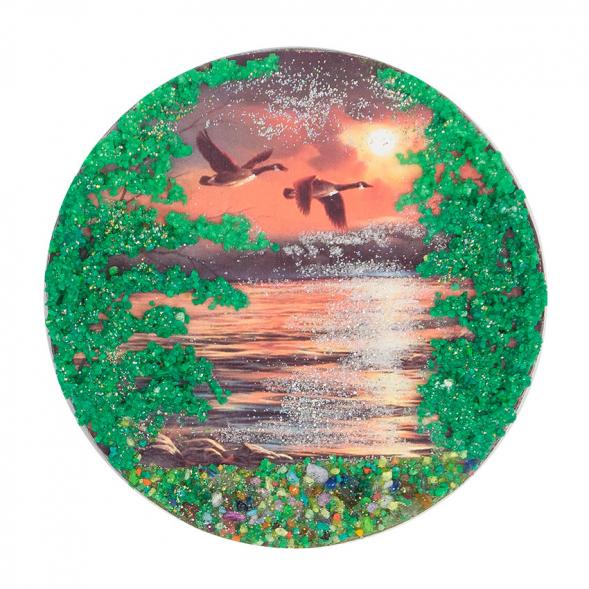 Магнит с рисунком &amp;quot;Полет уток&amp;quot; змеевик 117779