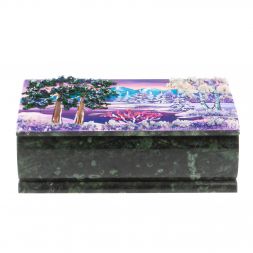 Шкатулка &amp;quot;Купюра. Зима&amp;quot; из шабровского змеевика 18х9,5х7 см