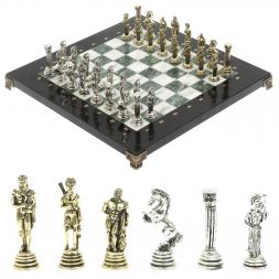 Шахматы подарочные "Афина" 32х32 см из змеевика и мрамора