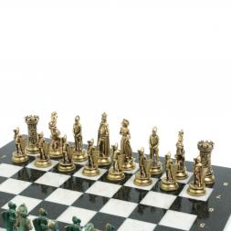 Шахматы "Средневековые рыцари" фигуры бронза / патина 44х44 см мрамор
