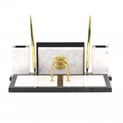 Настольный набор из мрамора "Советник" с гербом РФ
