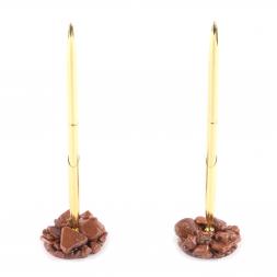 Ручка металлическая на подставке из авантюрина