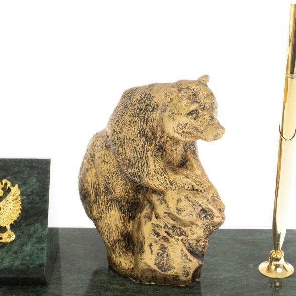 Флагшток с ручкой &amp;quot;Медведь на камне&amp;quot; из змеевика 129632