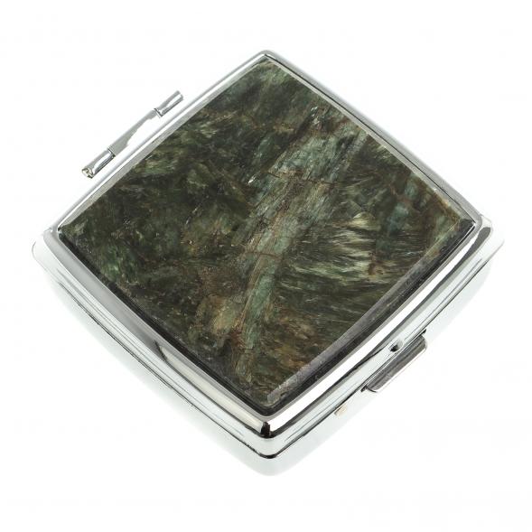 Таблетница на 2 отсека камень актиновит цвет серебро 123359