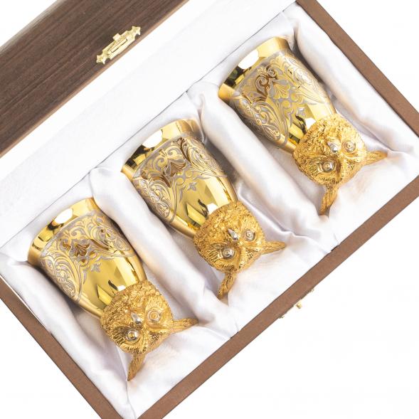 Стопки перевертыши &amp;quot;Филин&amp;quot; 70 мл 3 шт в подарочной упаковке Златоуст 123646