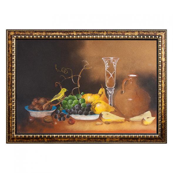 Натюрморт &amp;quot;Фрукты с канарейкой&amp;quot; багет 46х66 см, каменная крошка 111743