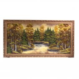 Картина "Осенняя ночь" багет №9 50х100 см, рисунок каменная крошка