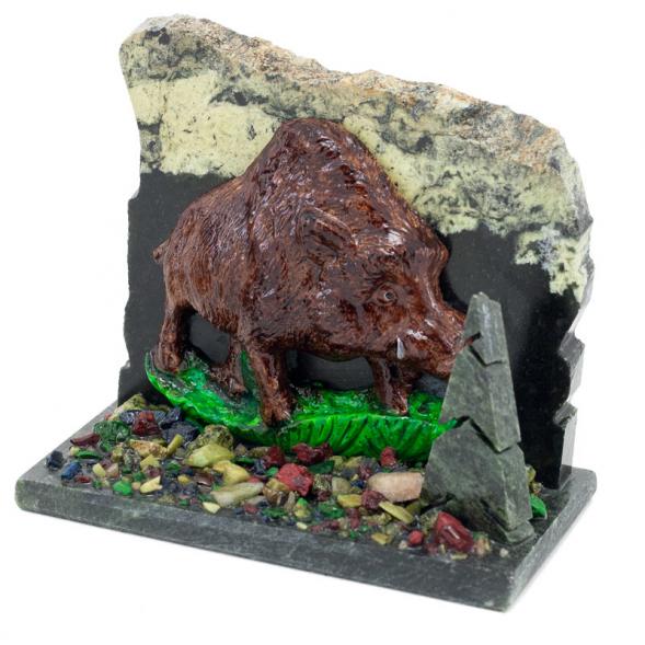 Сувенир &amp;quot;Кабан&amp;quot; камень змеевик 116147