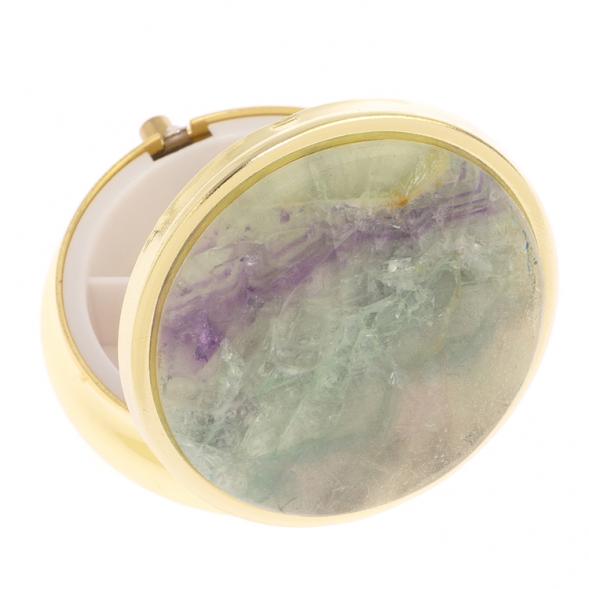 Таблетница на 3 отделения зеленый флюорит цвет золото 125762