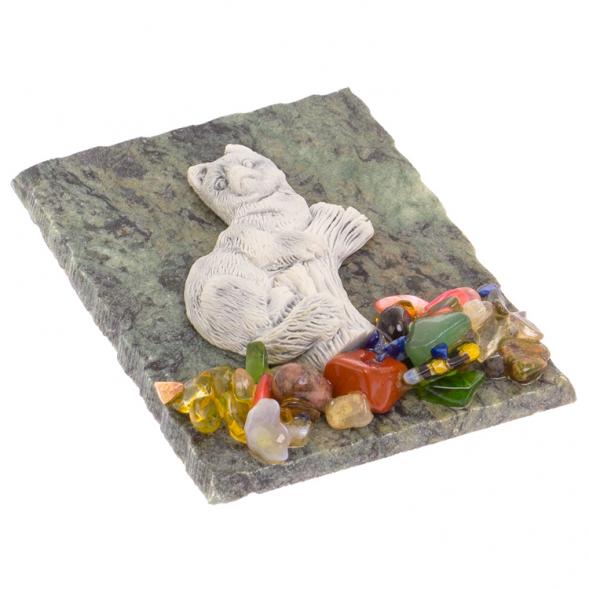 Магнит &amp;quot;Соболь на бревне&amp;quot; змеевик мрамолит 126124